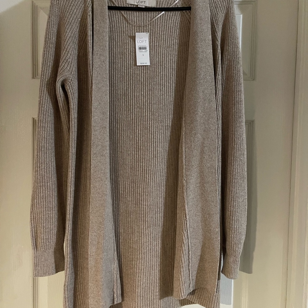 LOFT Women's Beige Cardigan Sweater